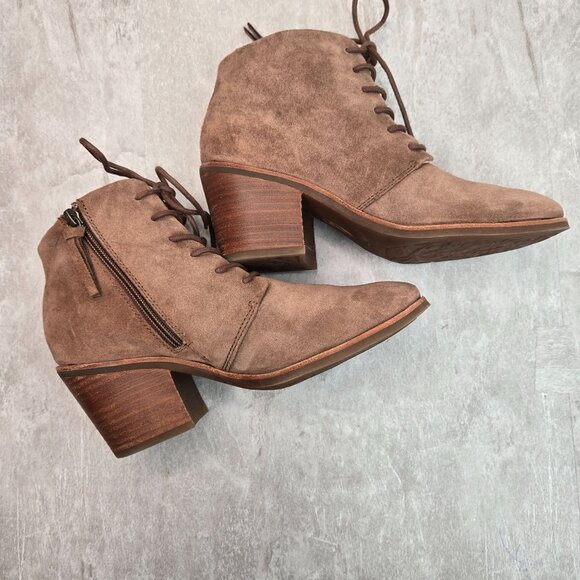 Sofft Lace Up Combat Boots Size 8.5 Brown Suede Grunge Hiker Comfort Booties - Picture 5 of 11